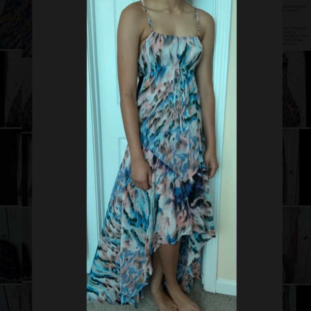 Beulah watercolor High Low maxi dress